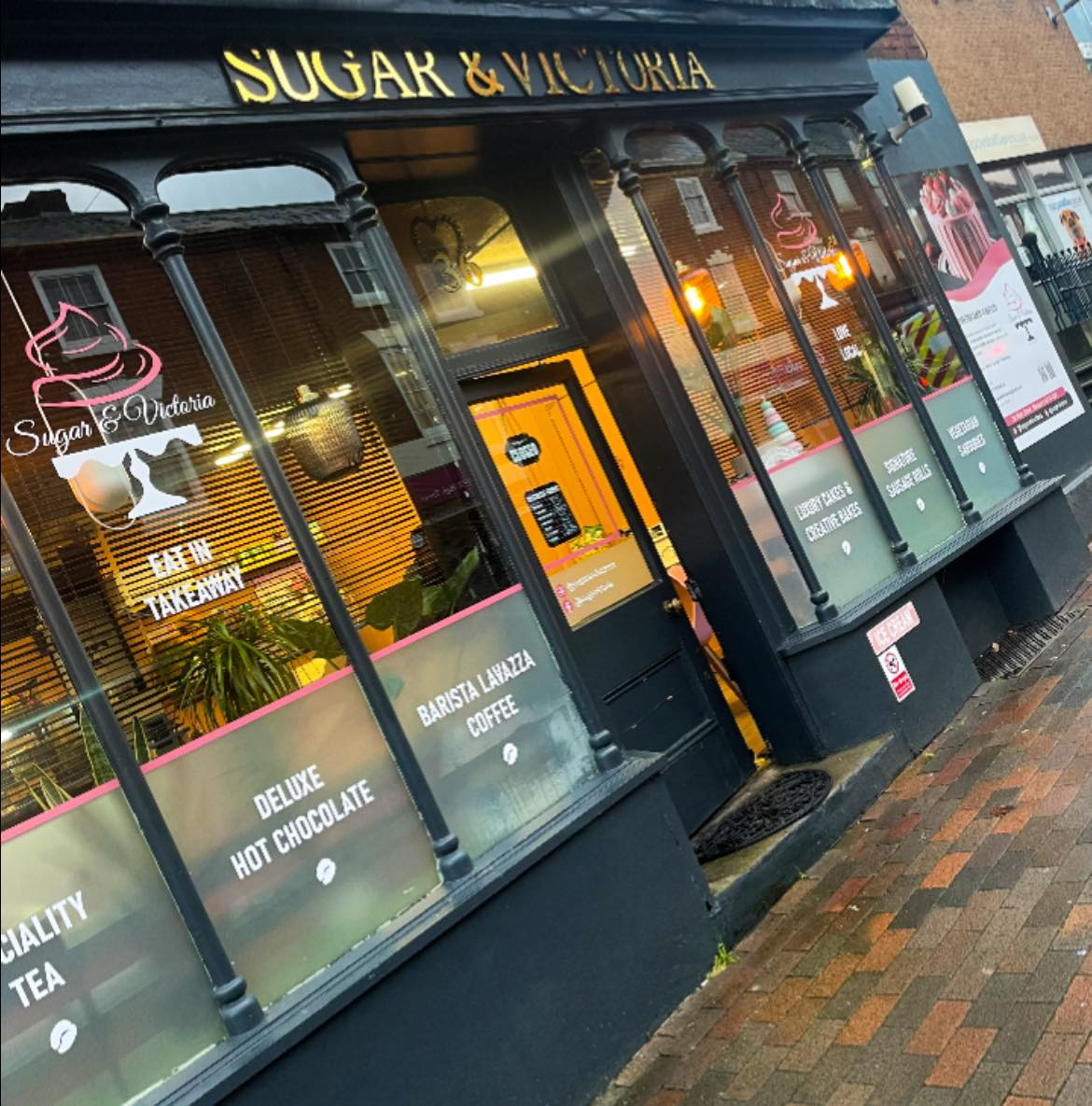 Sugar & Victoria cafe storefront in Stourport-on-Severn